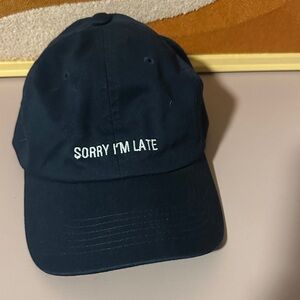 Navy Blue Cap with Embroidered Text